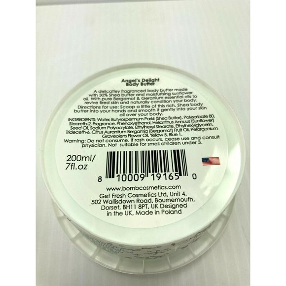BOMB ANGEL'S DELIGHT BODY BUTTER SHEA BUTTER & SUNFLOWER OIL 7 OZ. JAR NEW - Picture 3 of 3